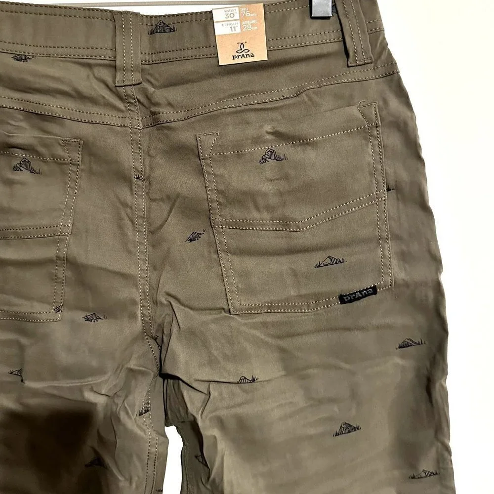 NWT Prana Men's Brion 11 inch Short in Slate Green Crux Rock - Size 30